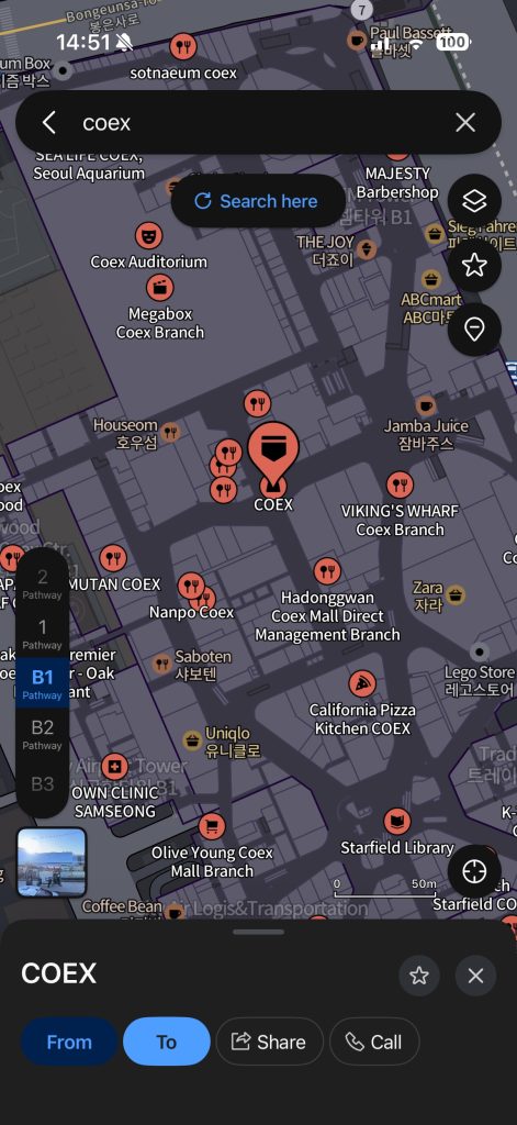 NAVER Map indoor navigation in Korea