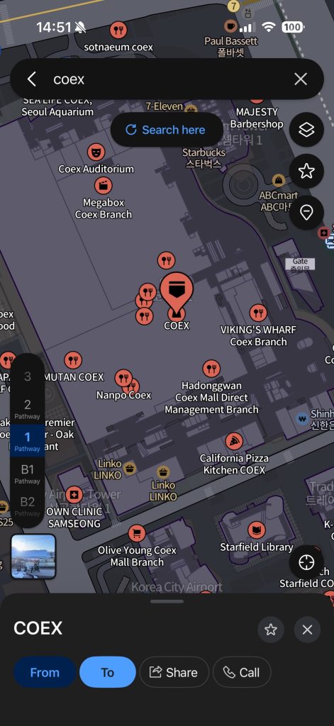 NAVER Map indoor map for large buildings in Korea