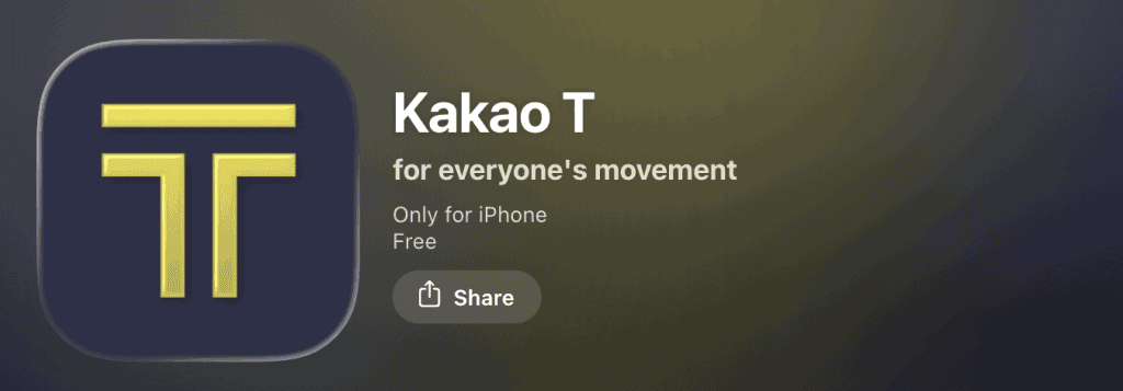 Kakao T taxi app for tourists in Korea