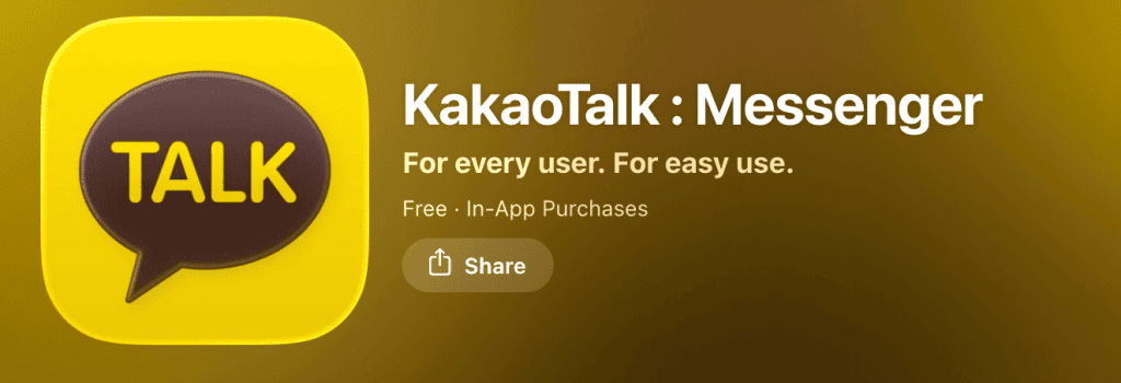 KakaoTalk messaging app for Korea travel