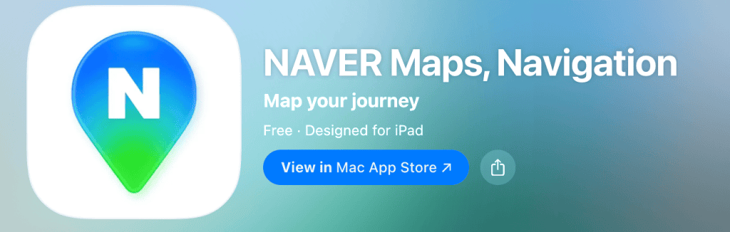 NAVER Map app for Korea travel navigation
