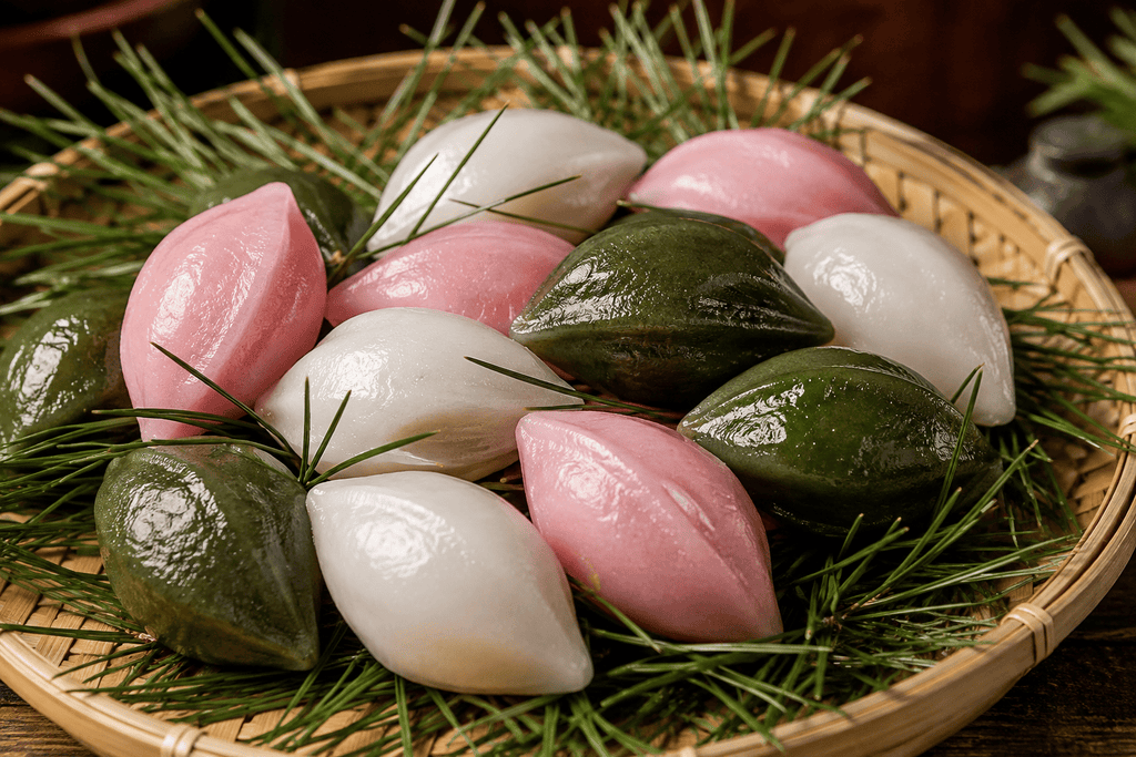 Songpyeon rice cakes traditionally eaten during Chuseok in Korea