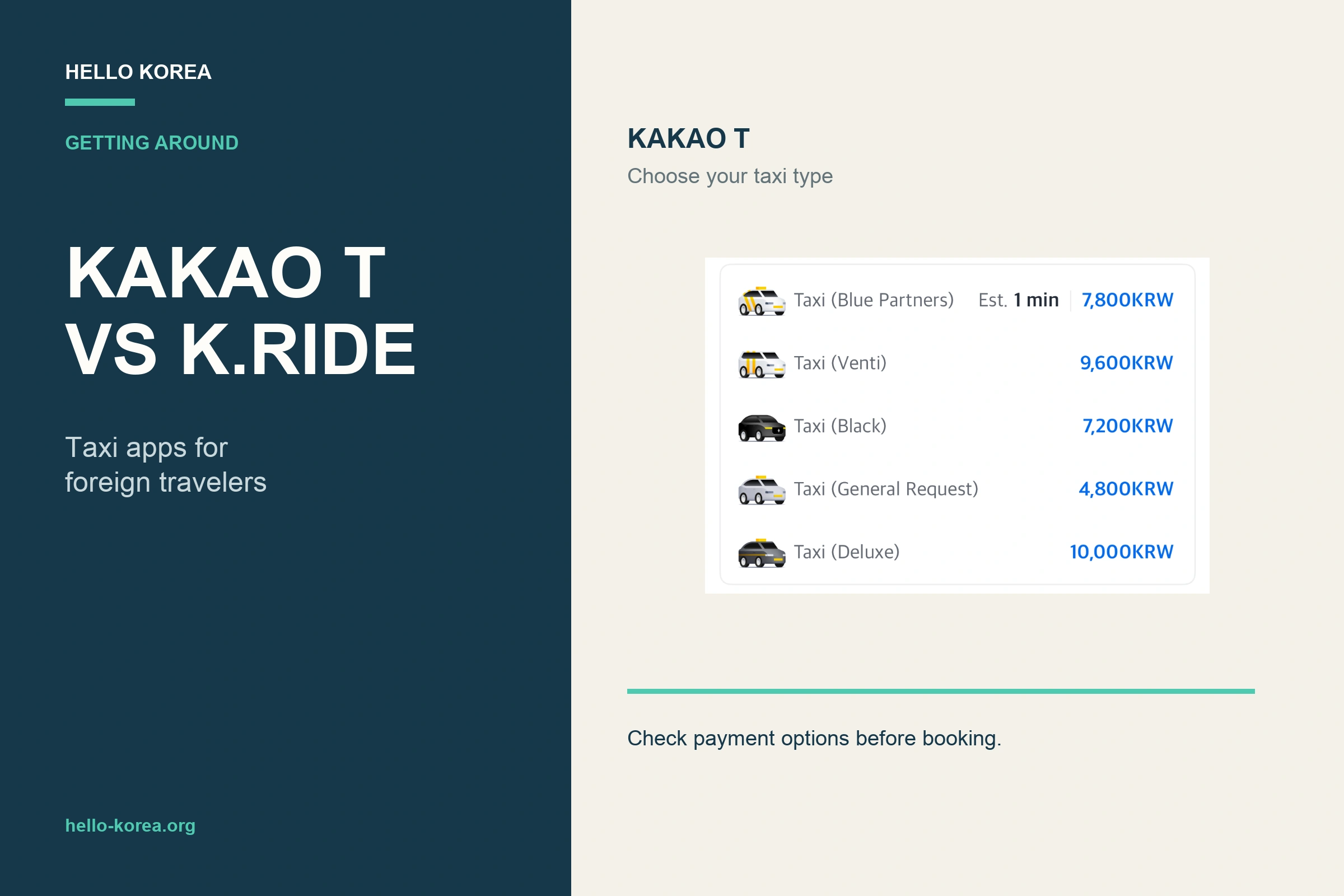 Kakao T vs k.ride: How Foreigners Can Get a Taxi in Korea (2026)