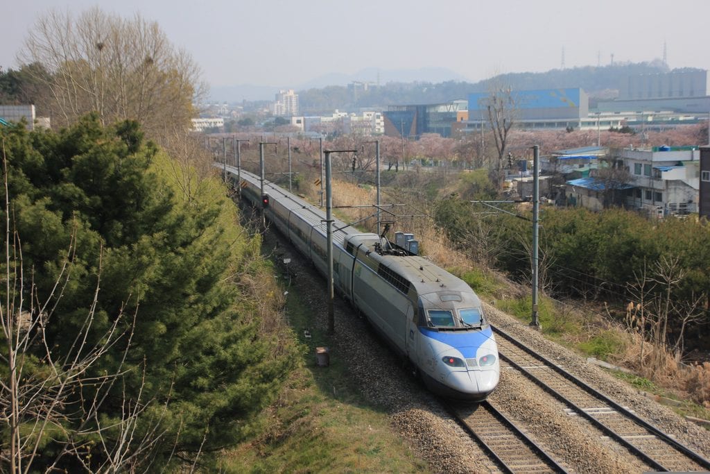 KTX high-speed train at Seoul Station in Korea