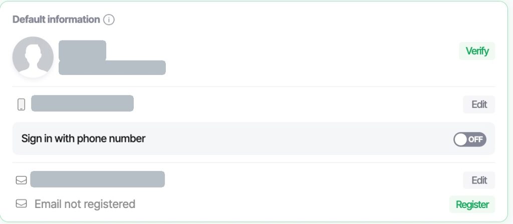 NAVER ID profile page showing the Verify button beside the account name